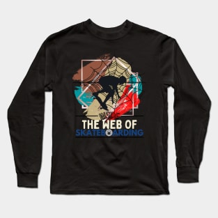 Trapped Inside the Web of Skateboarding Cream/Dark Long Sleeve T-Shirt